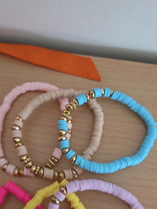 Colorful 9 Piece Bracelet Set with Green Polka Dot Organizer/jewelry Pouch - Picture 7 of 7